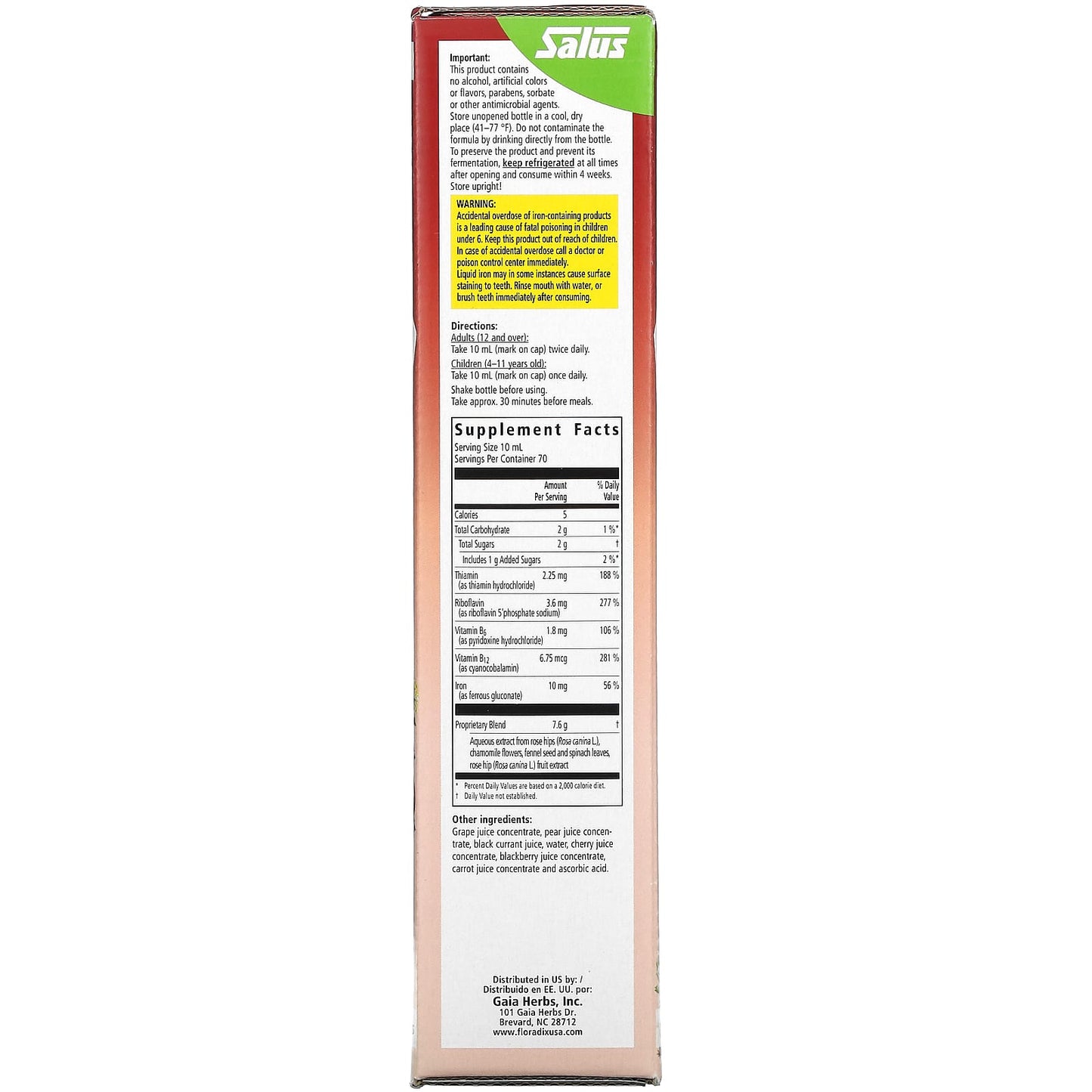 Gaia Herbs, Floradix, Floravital Iron & Herbs, 23 Oz Liquid Extract UPC 850026260144 | HiLife Vitamins