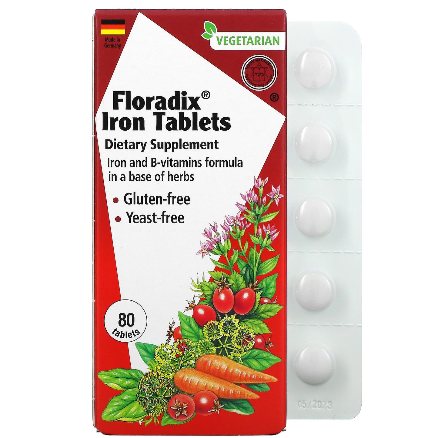 Gaia Herbs, Floradix, Iron Tablets, 80 Tablets UPC 850026260175 | HiLife Vitamins