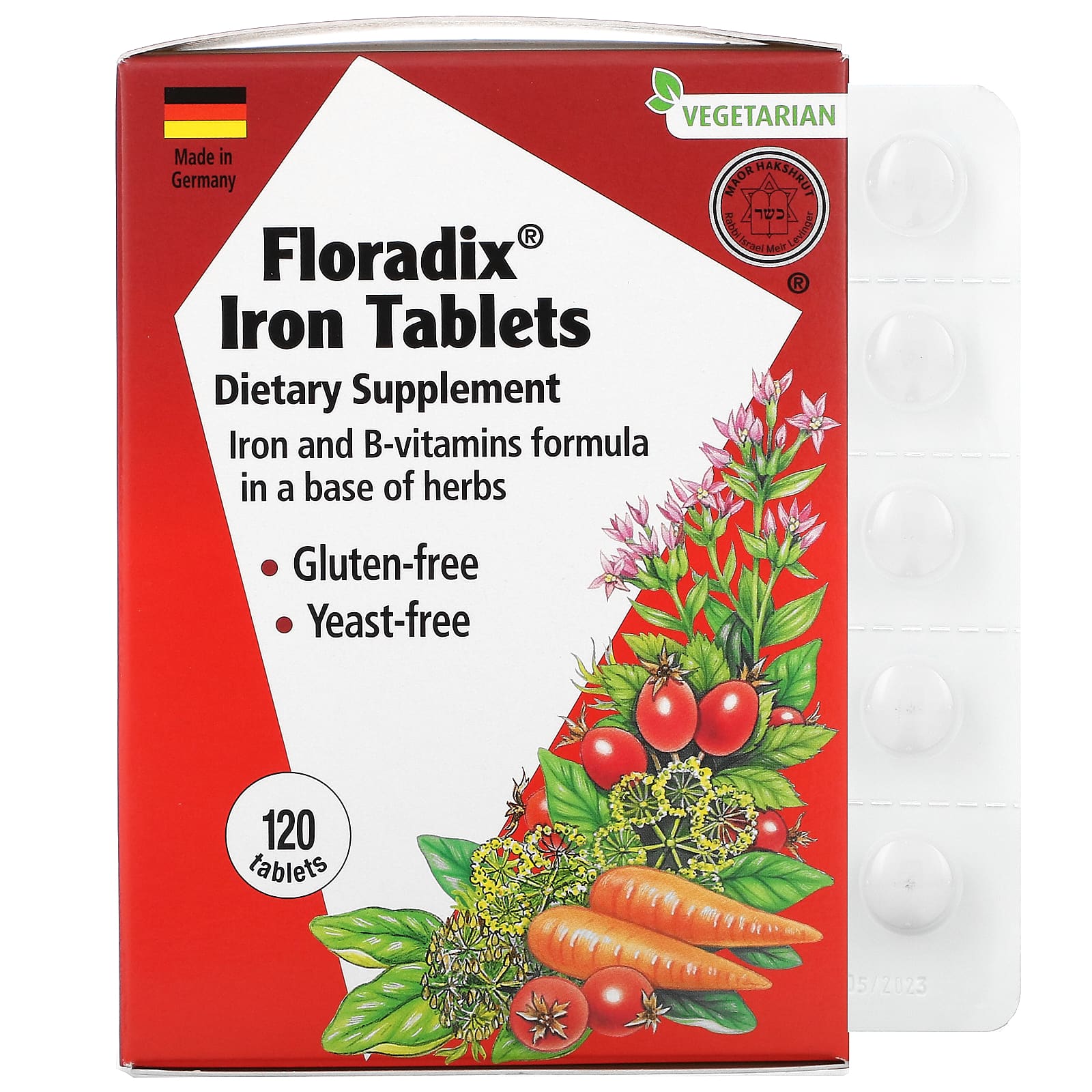 Gaia Herbs, Floradix, Iron Tablets, 120 Tablets UPC 850026260182 | HiLife Vitamins