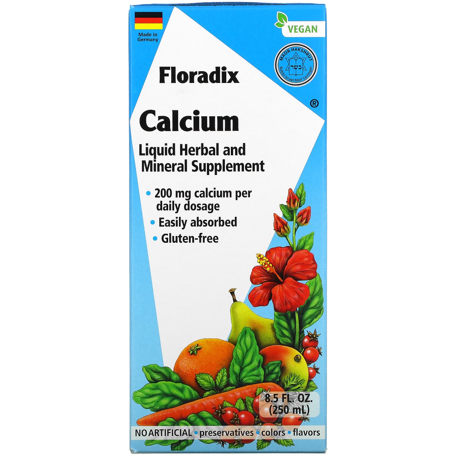 Gaia Herbs, Floradix, Calcium, 200 mg, 8.5 Oz Liquid Extract UPC 850026260199 | HiLife Vitamins