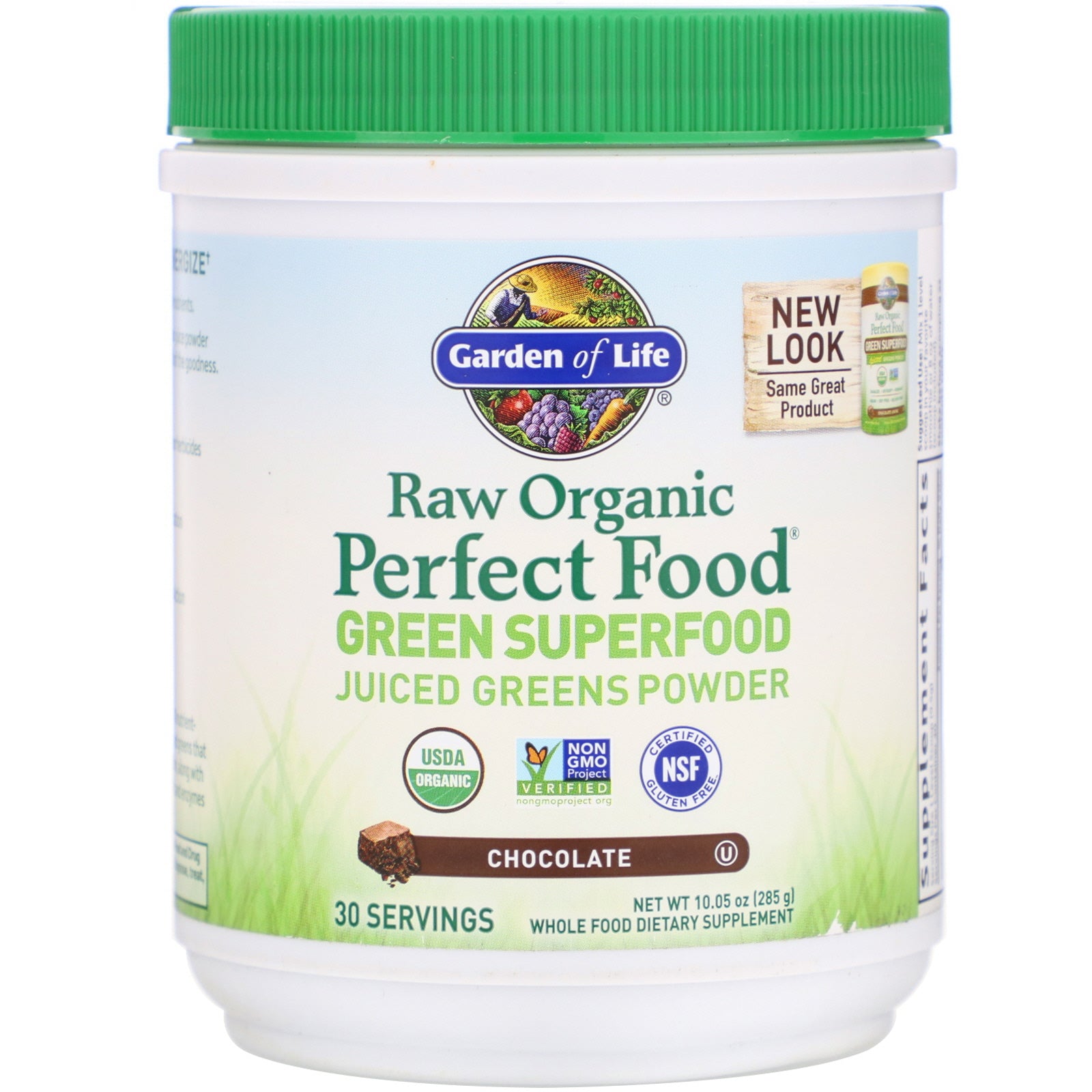 Garden of Life, Perfect Food Raw Organic Chocolate Powder, 10.05 oz UPC 658010115957 | HiLife Vitamins