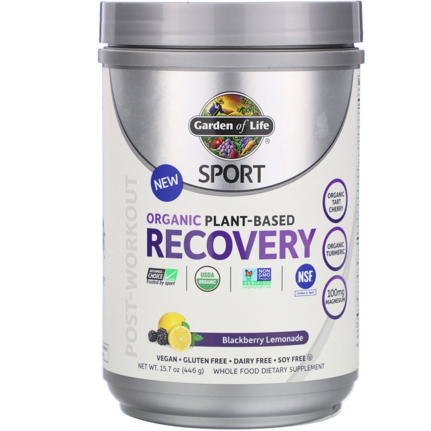 Garden of Life, Sport Organic Recovery Blackberry Lemonade Powder, 15.7 oz UPC 658010119474 | HiLife Vitamins