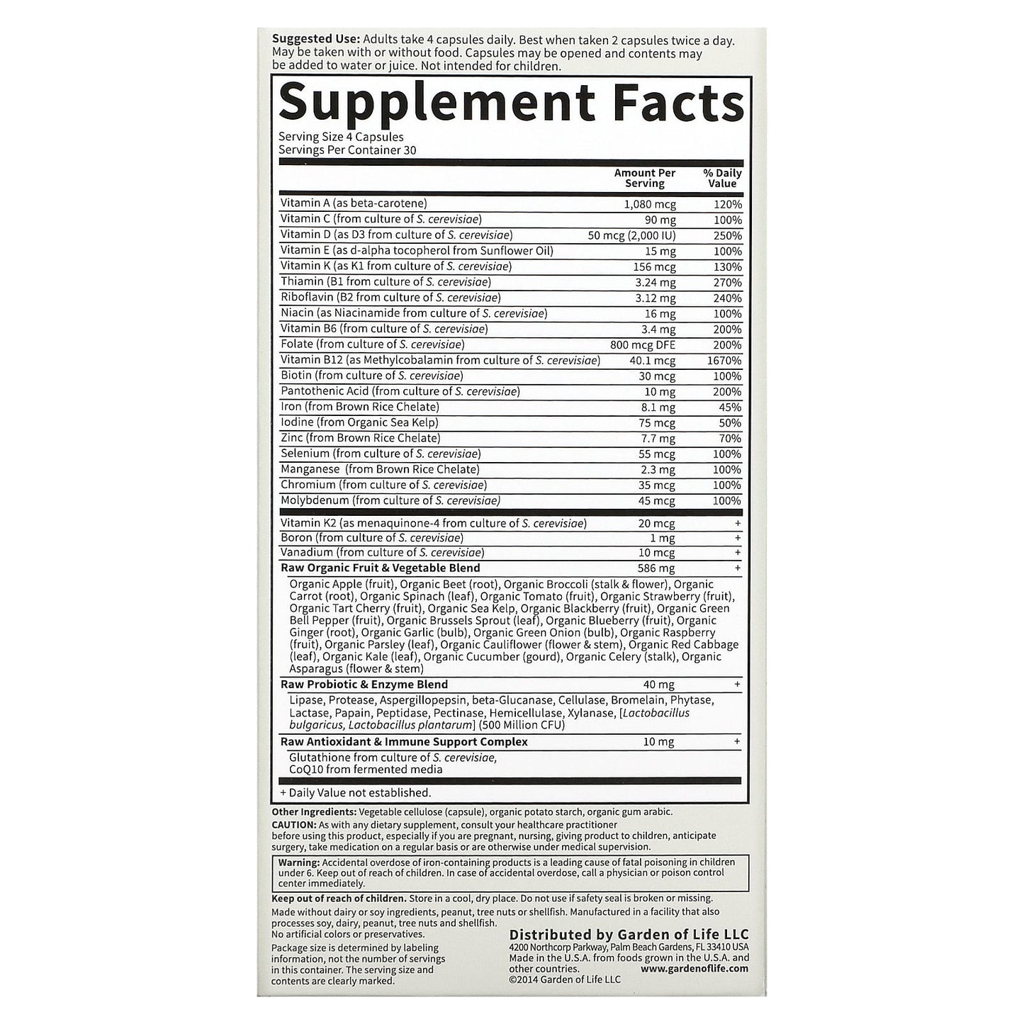 Garden of Life, Vitamin Code - Women's Multi, 120 Vegetarian Capsules UPC 658010113663 | HiLife Vitamins