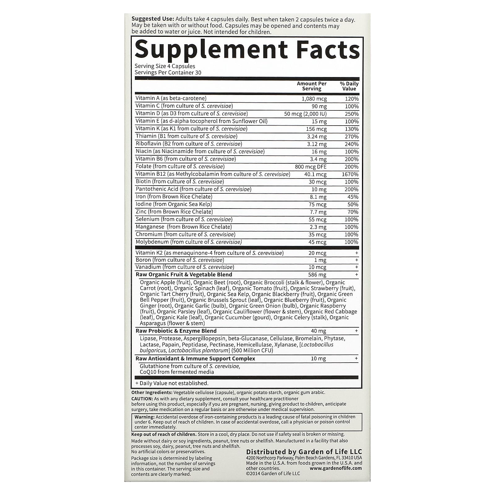 Garden of Life, Vitamin Code - Women's Multi, 120 Vegetarian Capsules UPC 658010113663 | HiLife Vitamins
