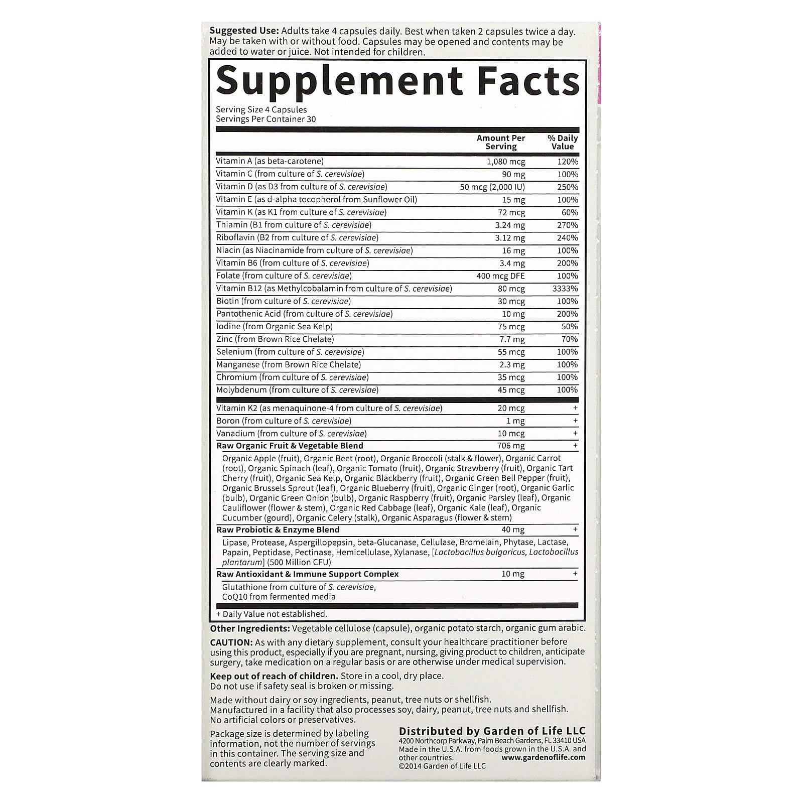 Garden Of Life, Vitamin Code 50 & Wiser Women's Multi, 120 Capsules HiLife Vitamins