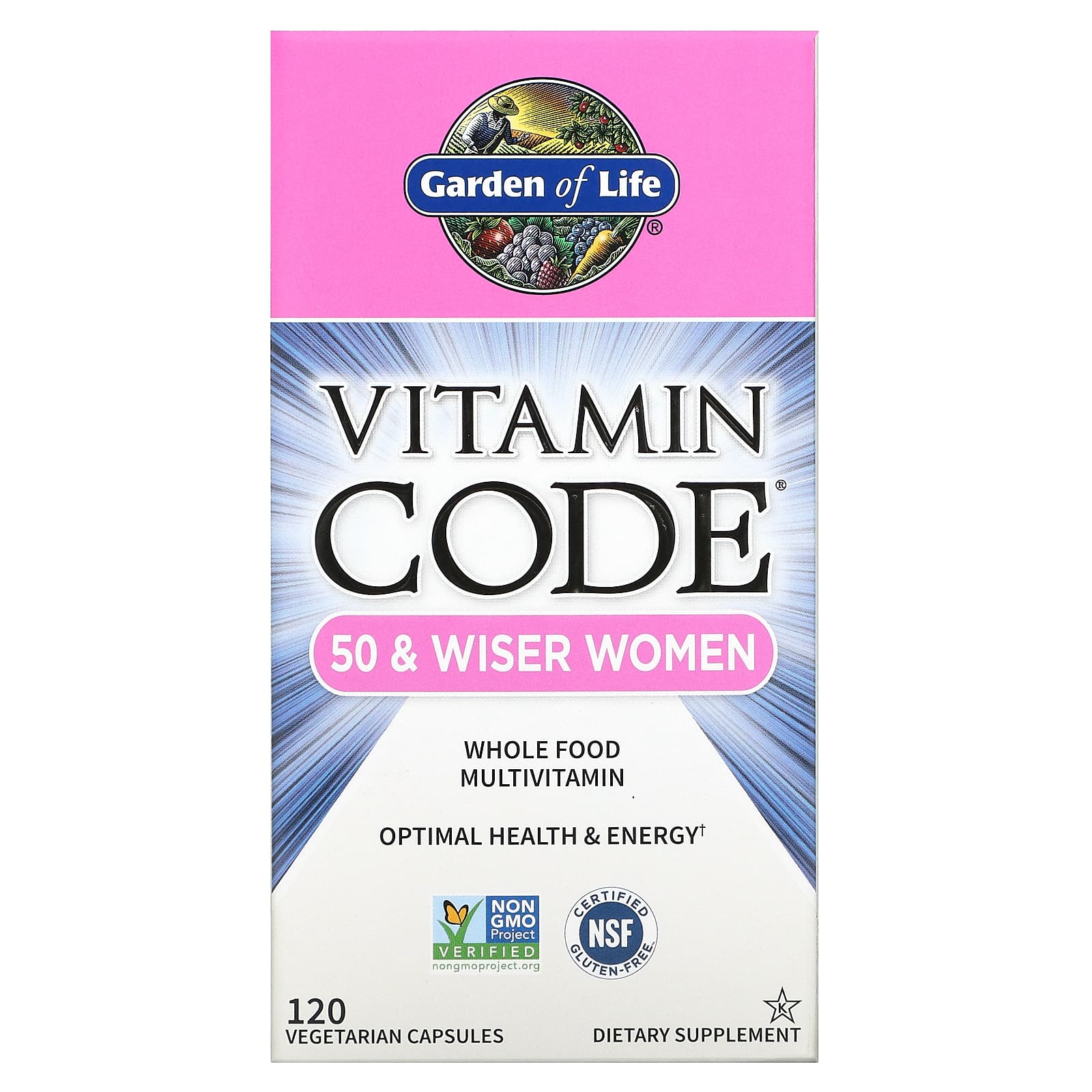 Garden Of Life, Vitamin Code - 50 & Wiser Women's Multi, 120 Capsules - 658010113670 | Hilife Vitamins