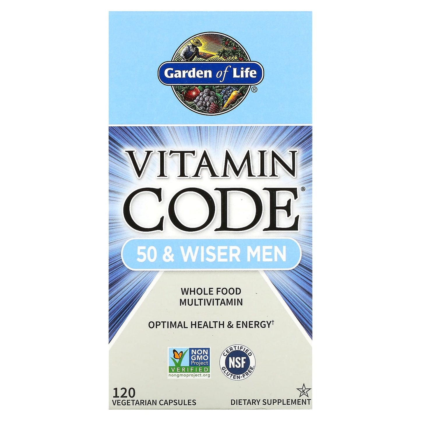 Garden Of Life, Vitamin Code - 50 & Wiser Men's Multi, 120 Vegetarian Capsules - 658010113694 | Hilife Vitamins