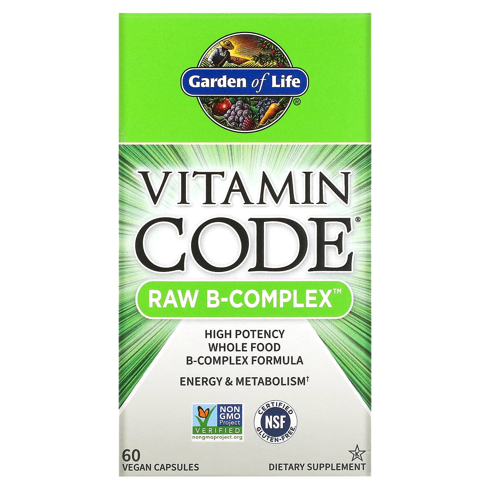 Garden Of Life, Vitamin Code, RAW B-Complex, 60 Vegan Capsules - 658010113809 | Hilife Vitamins