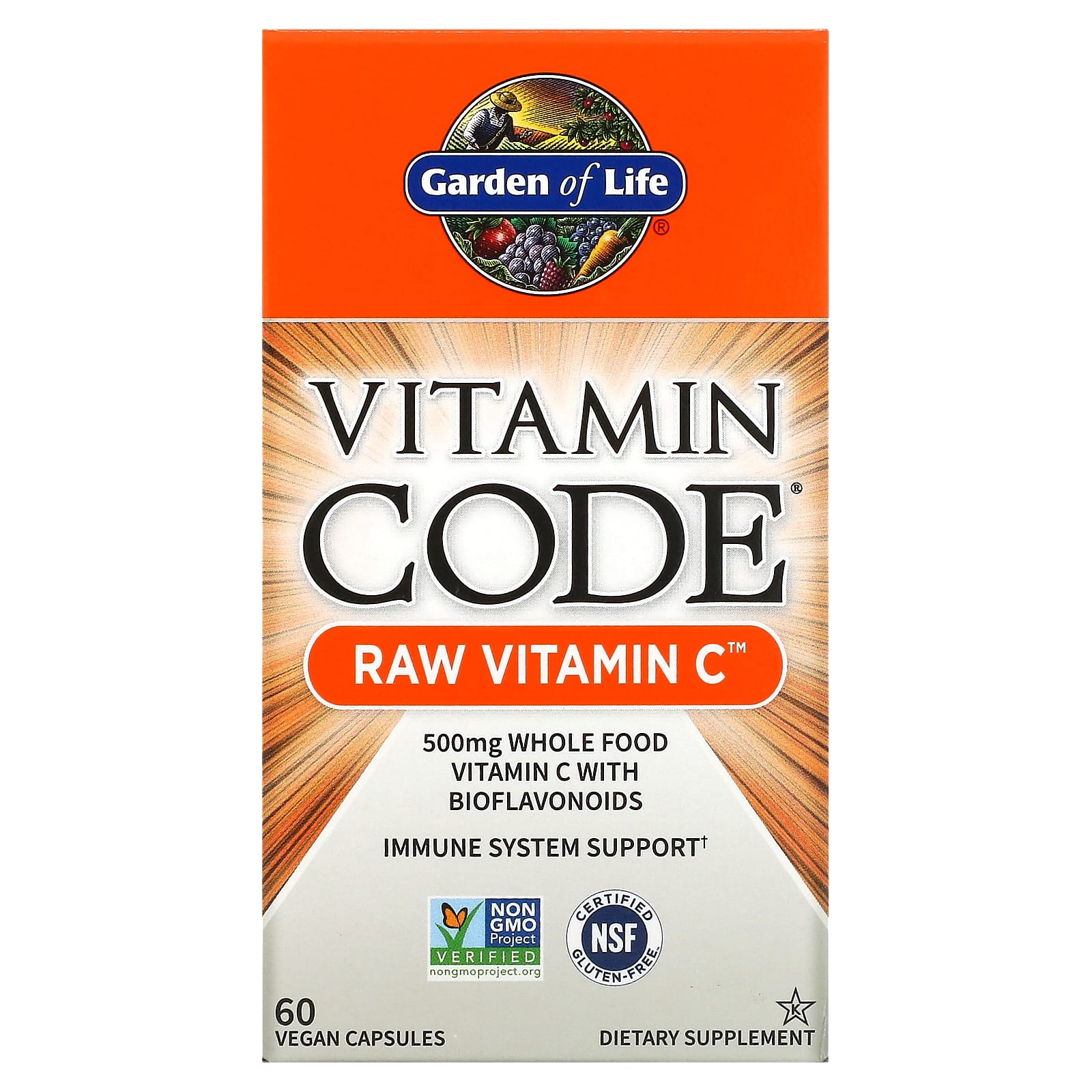 Garden of Life, Vitamin Code - Vitamin C, 60 Vegan Capsules UPC 658010113816 | HiLife Vitamins