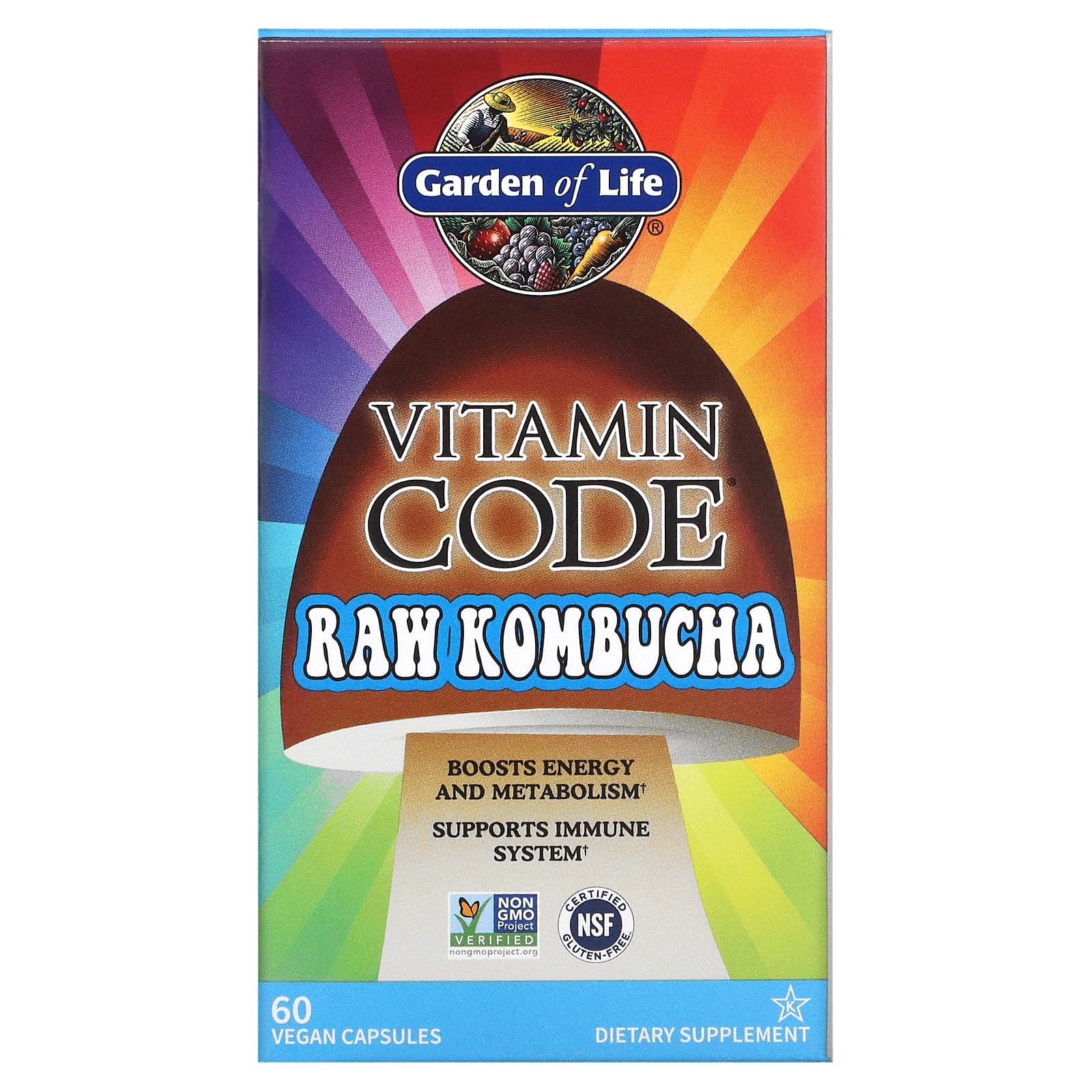 Garden of Life, Vitamin Code- RAW Kombucha, 60 Vegan Capsules UPC 658010113939 | HiLife Vitamins