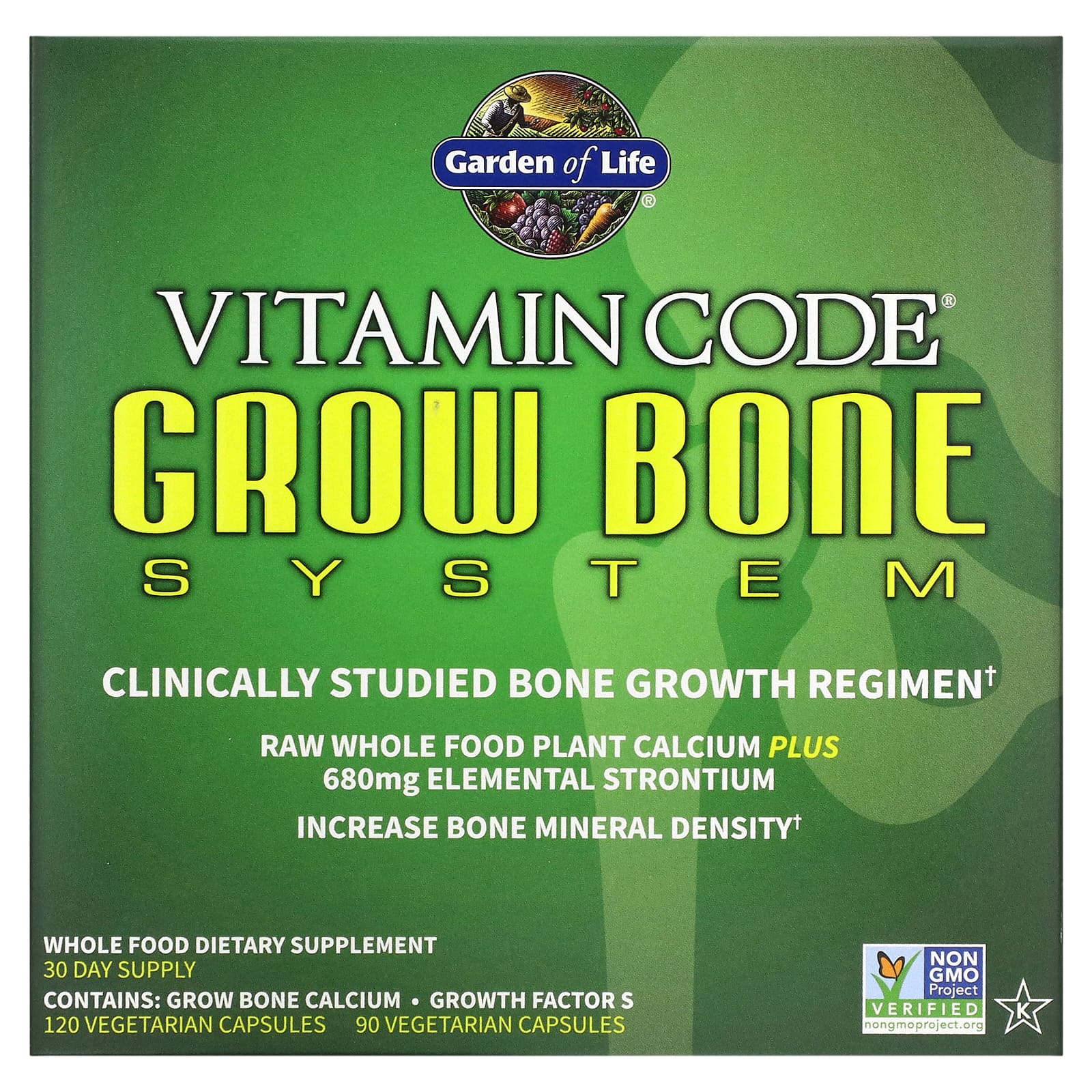 Garden of Life, Vitamin Code Grow Bone System, 90 Vegetarian Capsules UPC 658010114011 | HiLife Vitamins