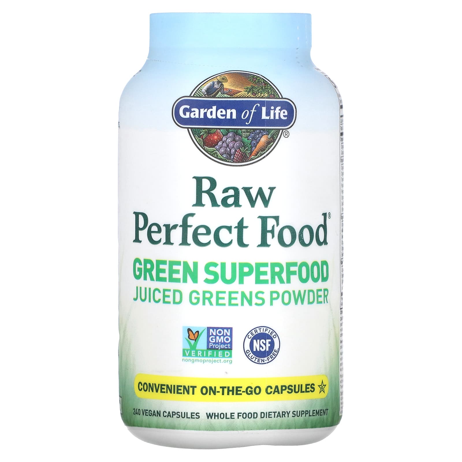 Garden of Life, Perfect Food - RAW, 240 Vegetarian Capsules UPC 658010114066 | HiLife Vitamins