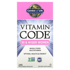 Garden Of Life, Vitamin Code - 50 & Wiser Women's Multivitamin, 240 Vegetarian Capsules - 658010114189 | Hilife Vitamins