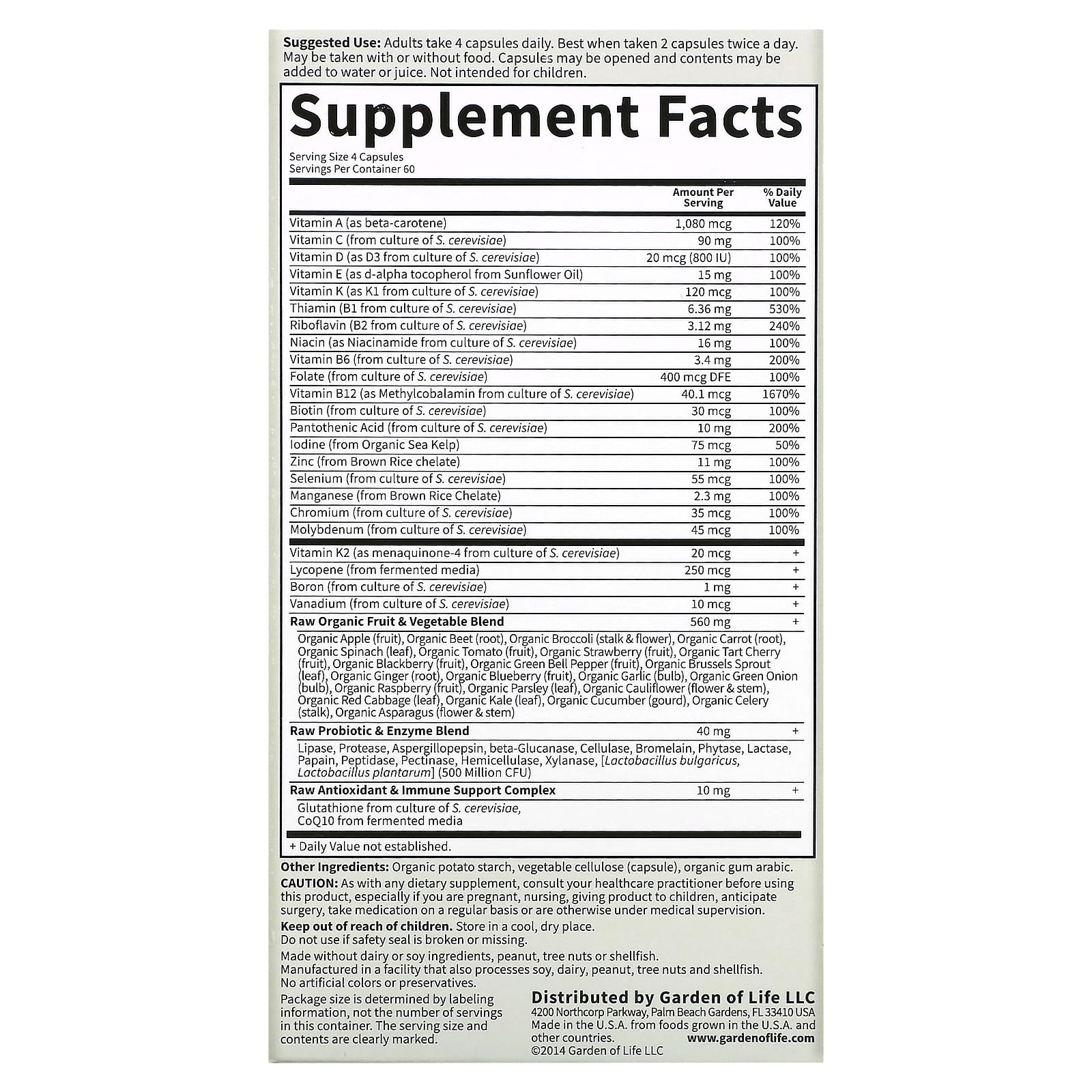 Garden of Life, Vitamin Code - Men's Multi, 240 Vegetarian Capsules UPC 658010114196 | HiLife Vitamins