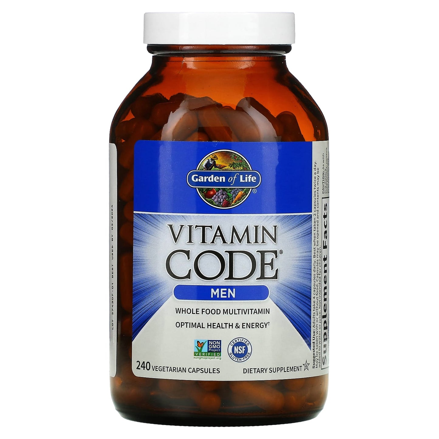 Garden of Life, Vitamin Code - Men's Multi, 240 Vegetarian Capsules UPC 658010114196 | HiLife Vitamins