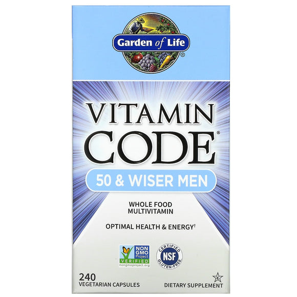 Garden Of Life, Vitamin Code - 50 & Wiser Men's Multi, 240 Vegetarian Capsules - 658010114202 | Hilife Vitamins