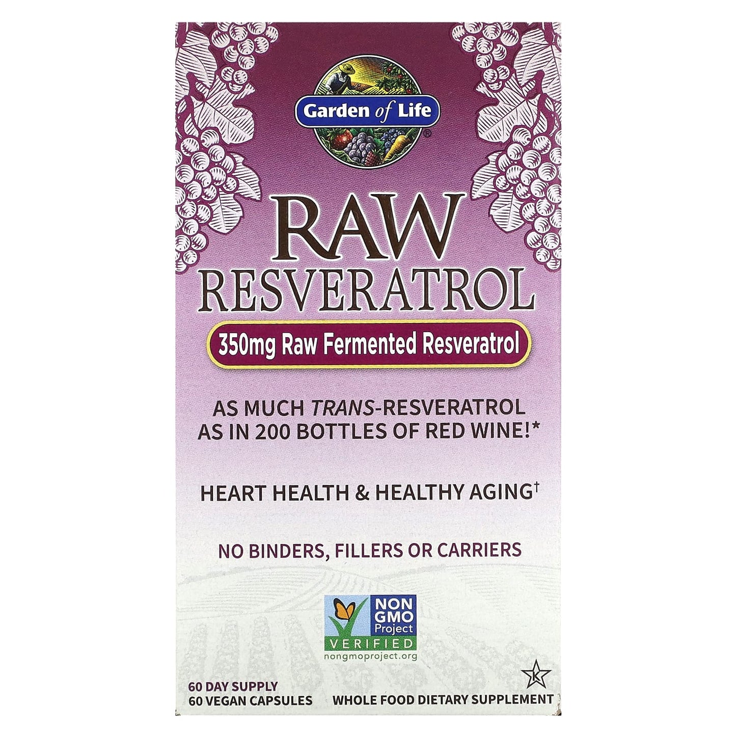 Garden of Life, RAW Resveratrol, 60 Vegan Capsules UPC 658010115919 | HiLife Vitamins