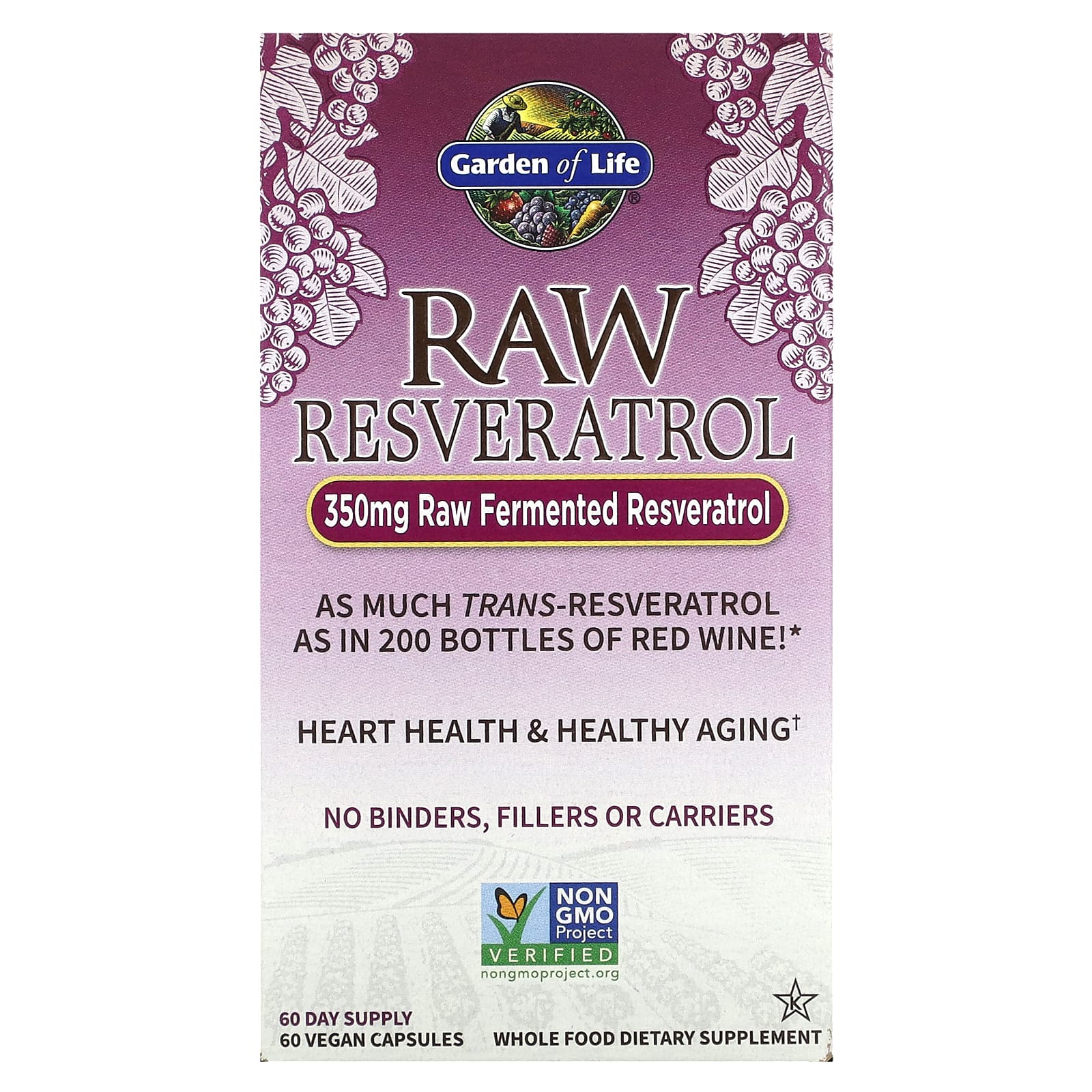 Garden of Life, RAW Resveratrol, 60 Vegan Capsules UPC 658010115919 | HiLife Vitamins