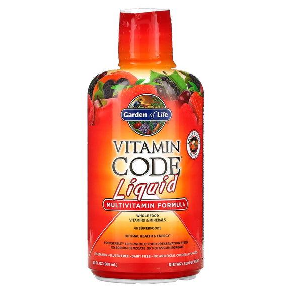 Garden Of Life, Vitamin Code Liquid Multi Fruit Punch Flavor, 30 Oz Liquid - 658010115964 | Hilife Vitamins