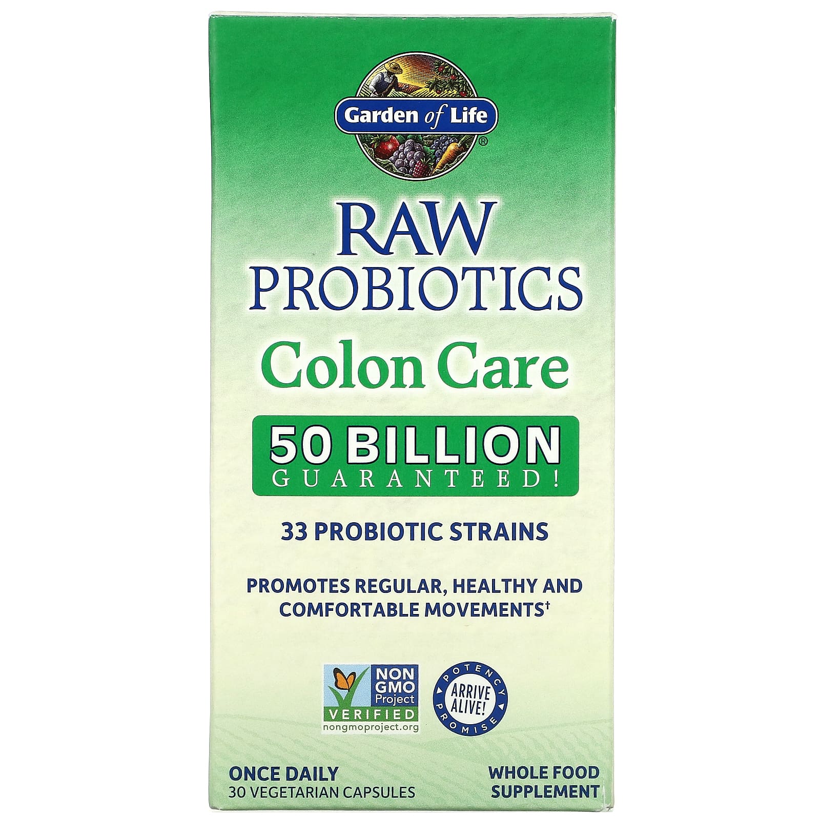 Garden of Life, RAW Probiotics Colon Care, 30 Vegetarian Capsules UPC 658010116657 | HiLife Vitamins