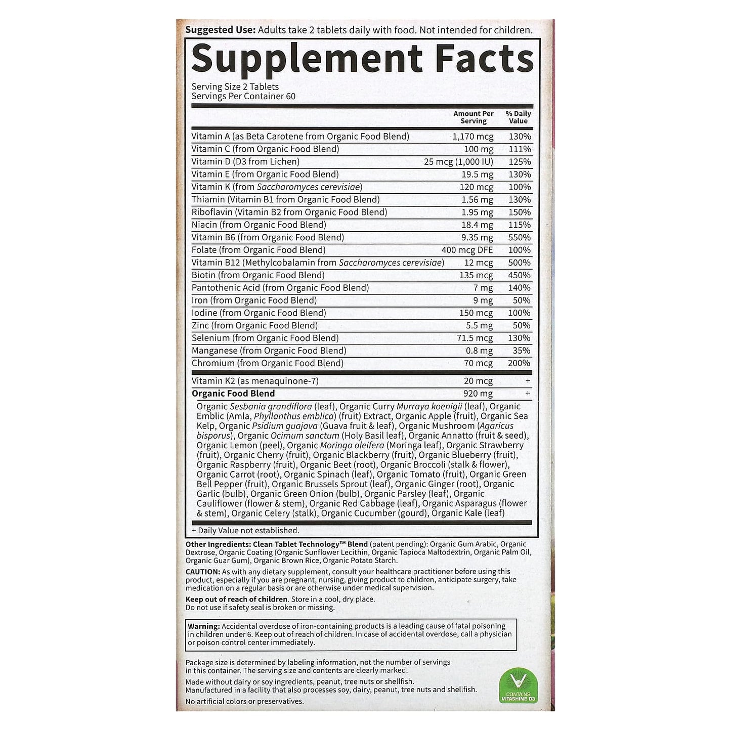 Garden of Life, KIND Organics Women, 120 Vegan Tablets UPC 658010117746 | HiLife Vitamins
