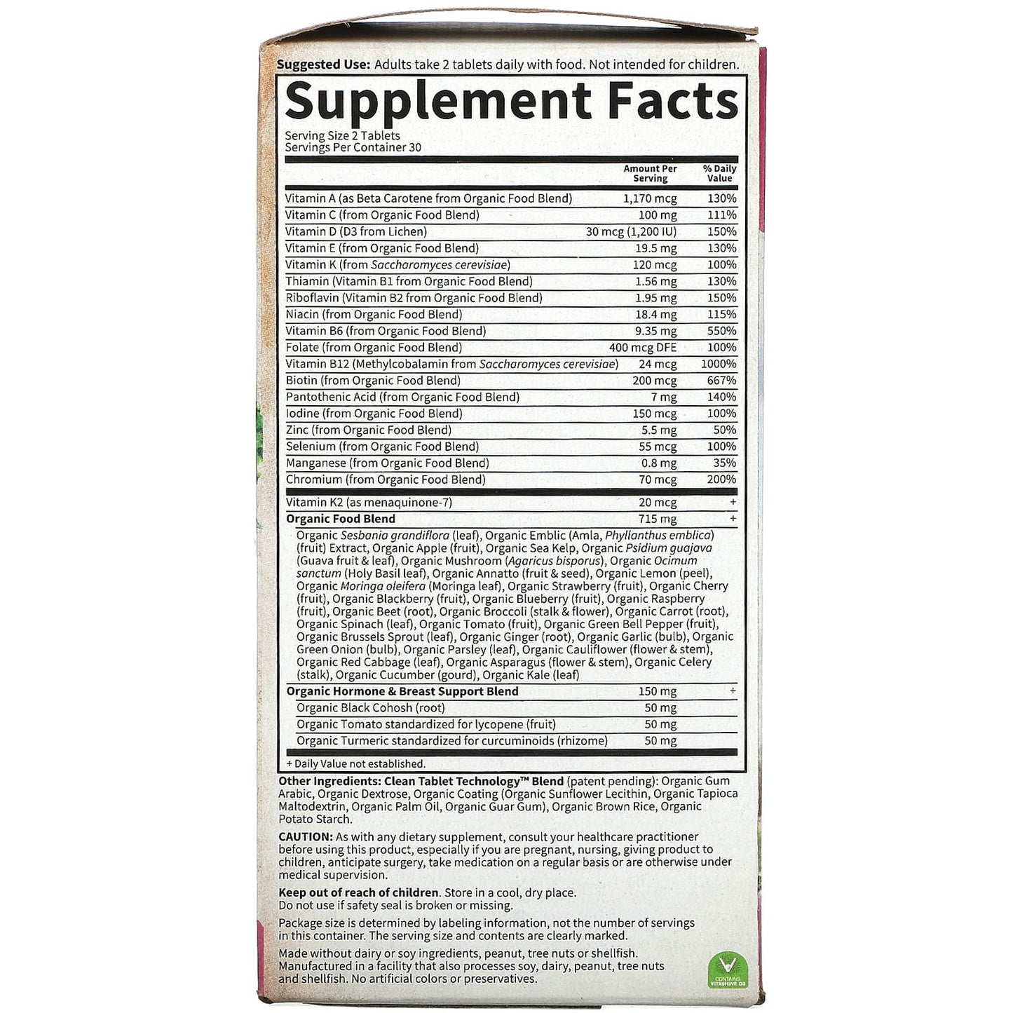 Garden of Life, KIND Organics Women 40+, 60 Tablets UPC 658010117777 | HiLife Vitamins