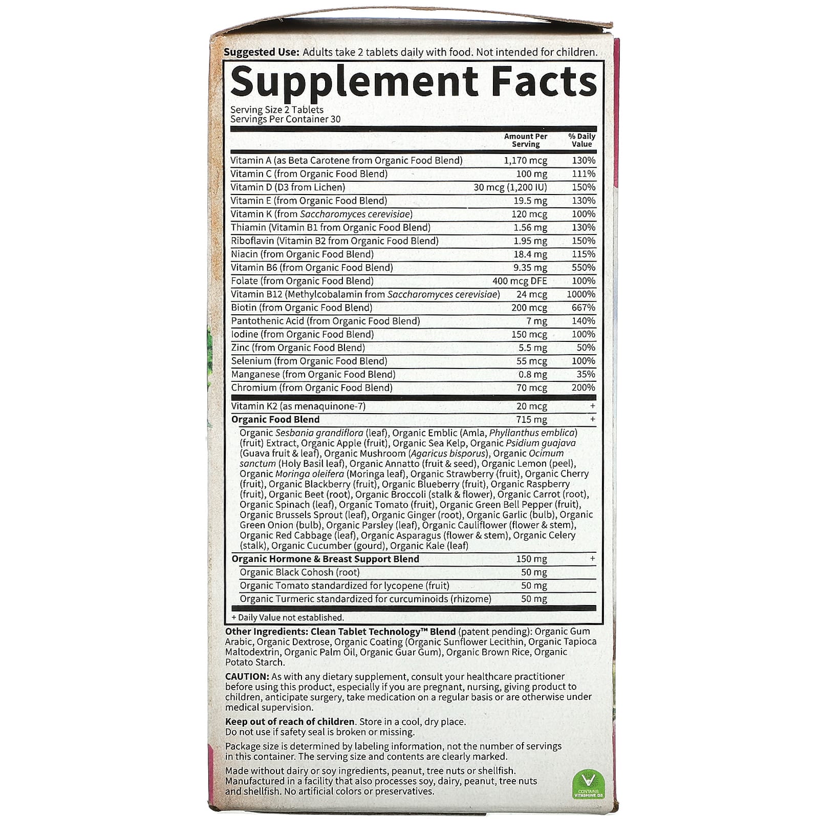 Garden of Life, KIND Organics Women 40+, 60 Tablets UPC 658010117777 | HiLife Vitamins