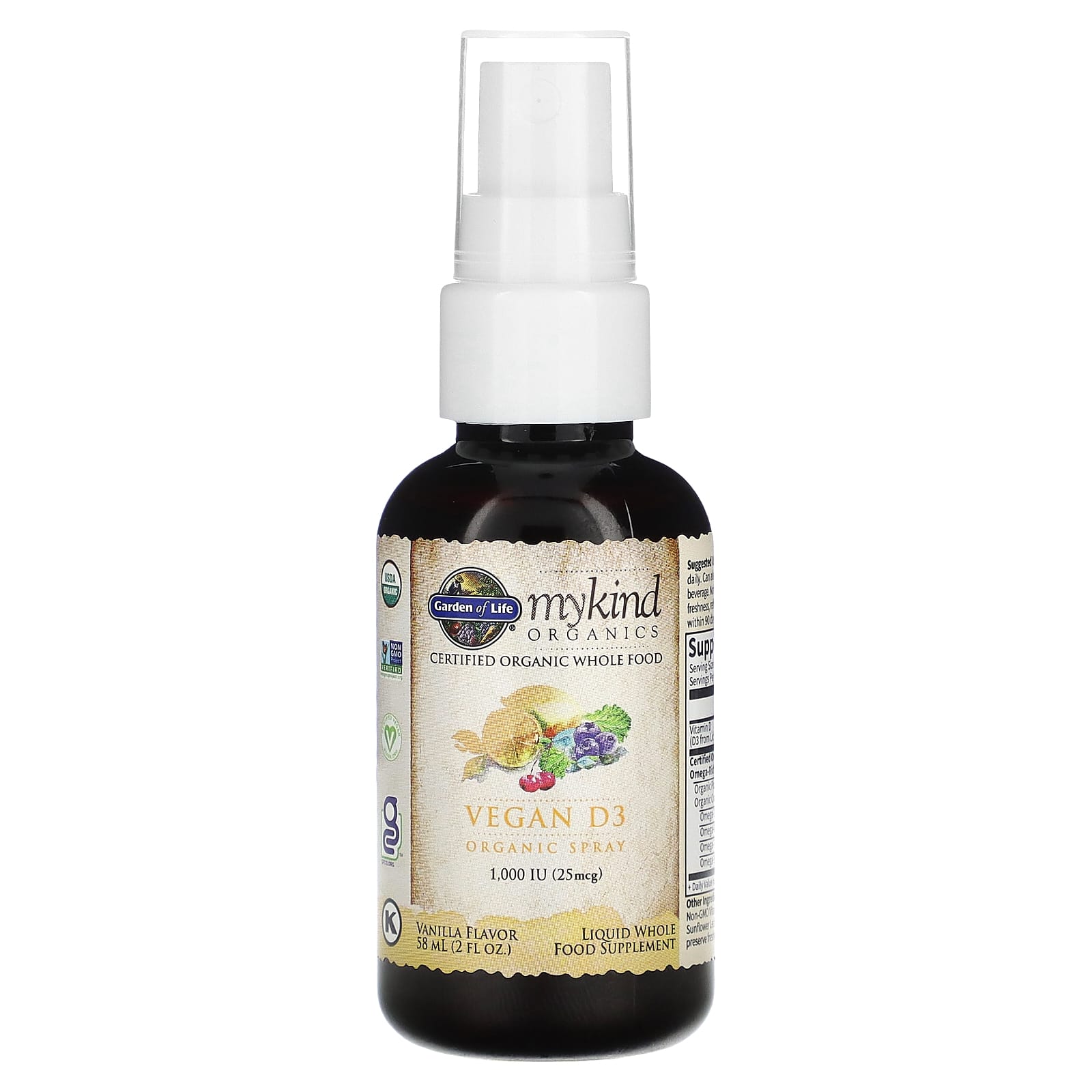 garden of life spray Garden Of Life, KIND Organics D3 Spray, 2 Oz Liquid - 658010117814