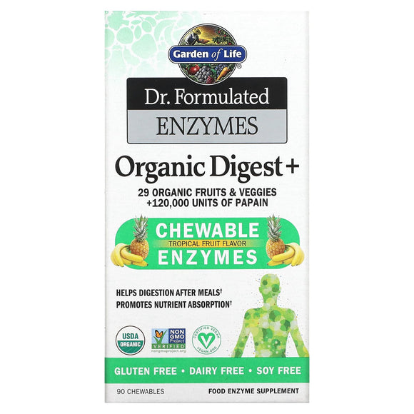 Garden Of Life, Dr. Formulated Enzymes Organic Digest+, 90 Chewables - 658010118439 | Hilife Vitamins