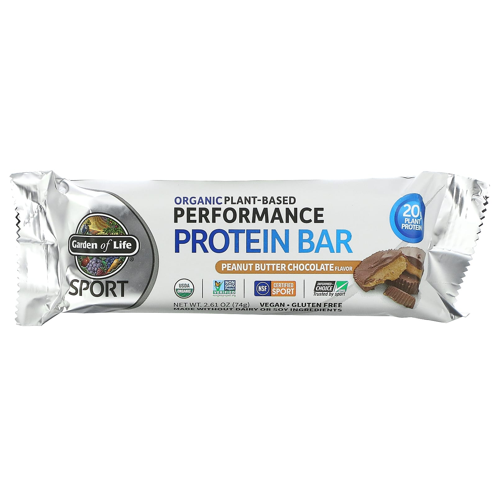 Garden of Life, Sport Organic Performance Protein Bar Peanut Butter Choc., 12 bars UPC 658010119061 | HiLife Vitamins