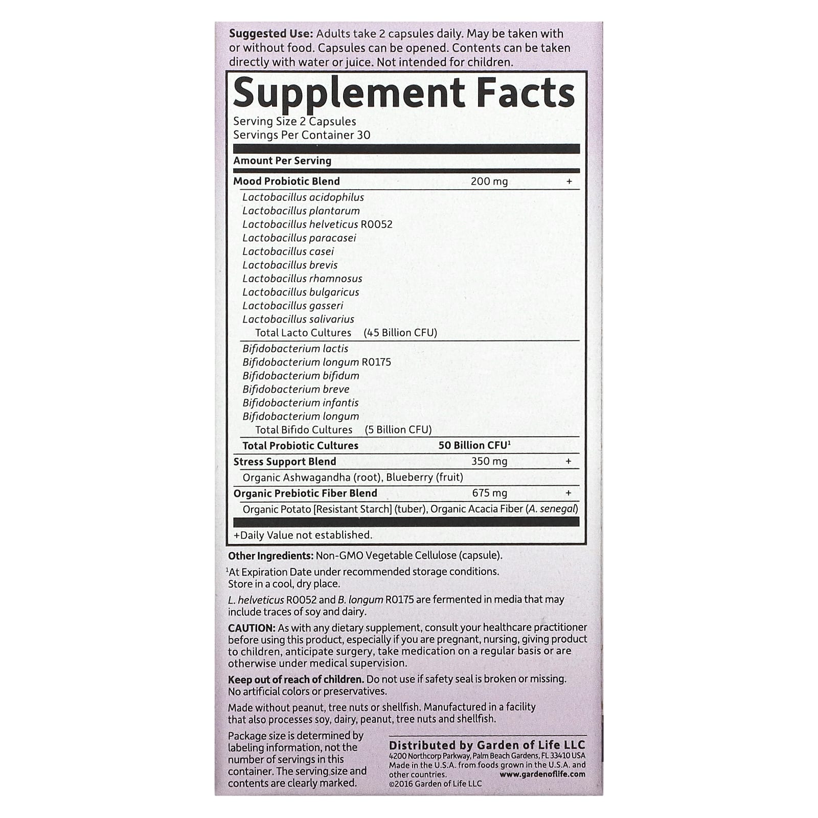 Garden of Life, Dr. Formulated Probiotics Mood+ Shelf Stable, 60 Capsules UPC 658010120043 | HiLife Vitamins