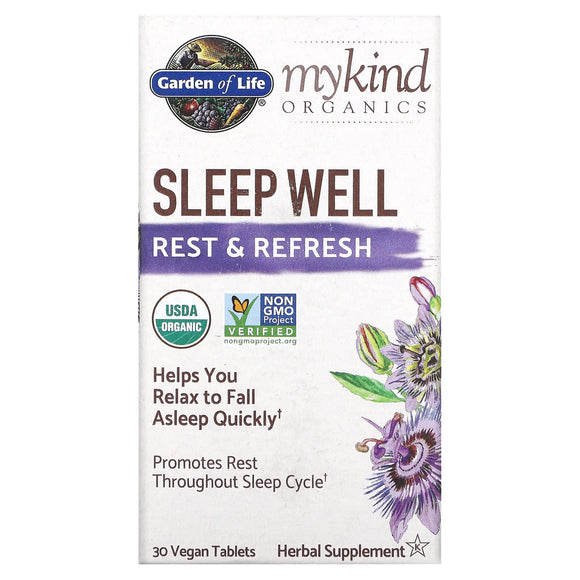 Garden Of Life, Mykind Organics Herbal Sleep Well, 30 Tablets - 658010121897 | Hilife Vitamins