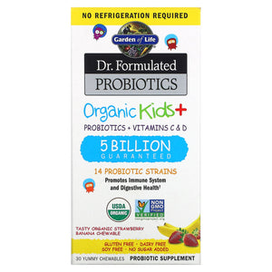 Garden Of Life, Dr. Formulated Probiotics Organic Kids Strawberry Banana Shelf Stable, 30 Chewables - 658010122214
