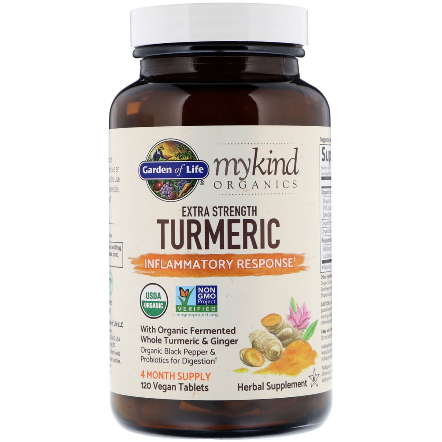 Garden Of Life, MyKind Organics, Extra Strength Turmeric, Inflammatory Response, 120 Vegan Tablets - 658010122894