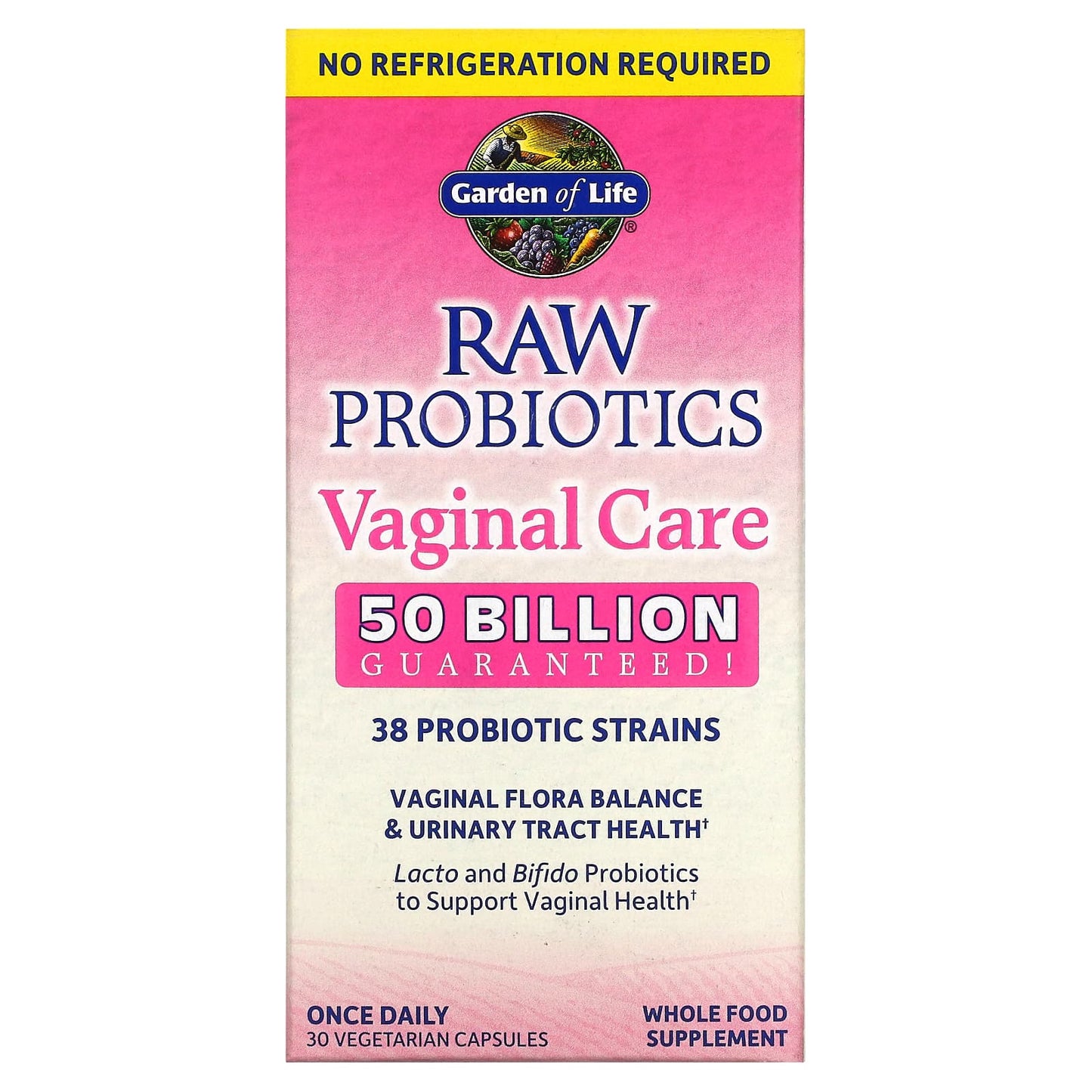 Garden Of Life, Raw Probiotics Vaginal Care Shelf, 30 Vegetarian Capsules - 658010123341 | Hilife Vitamins