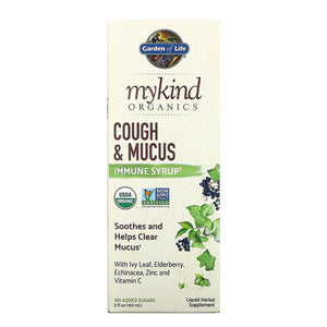 Garden Of Life, MyKind Organics, Cough & Mucus Immune Syrup, 5 fl oz - 658010128148 | Hilife Vitamins