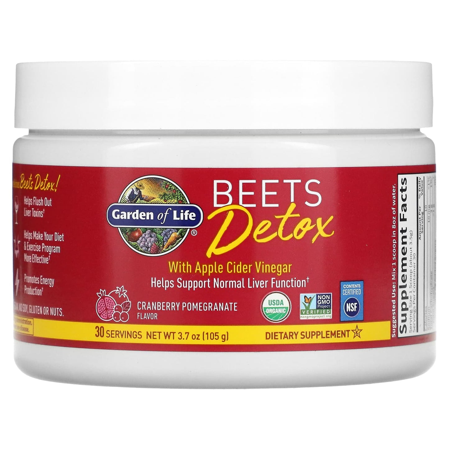 Garden of Life, Beets Detox with Apple Cider Vinegar Cranberry Pomegranate, 3.7 oz UPC 658010131377 | HiLife Vitamins