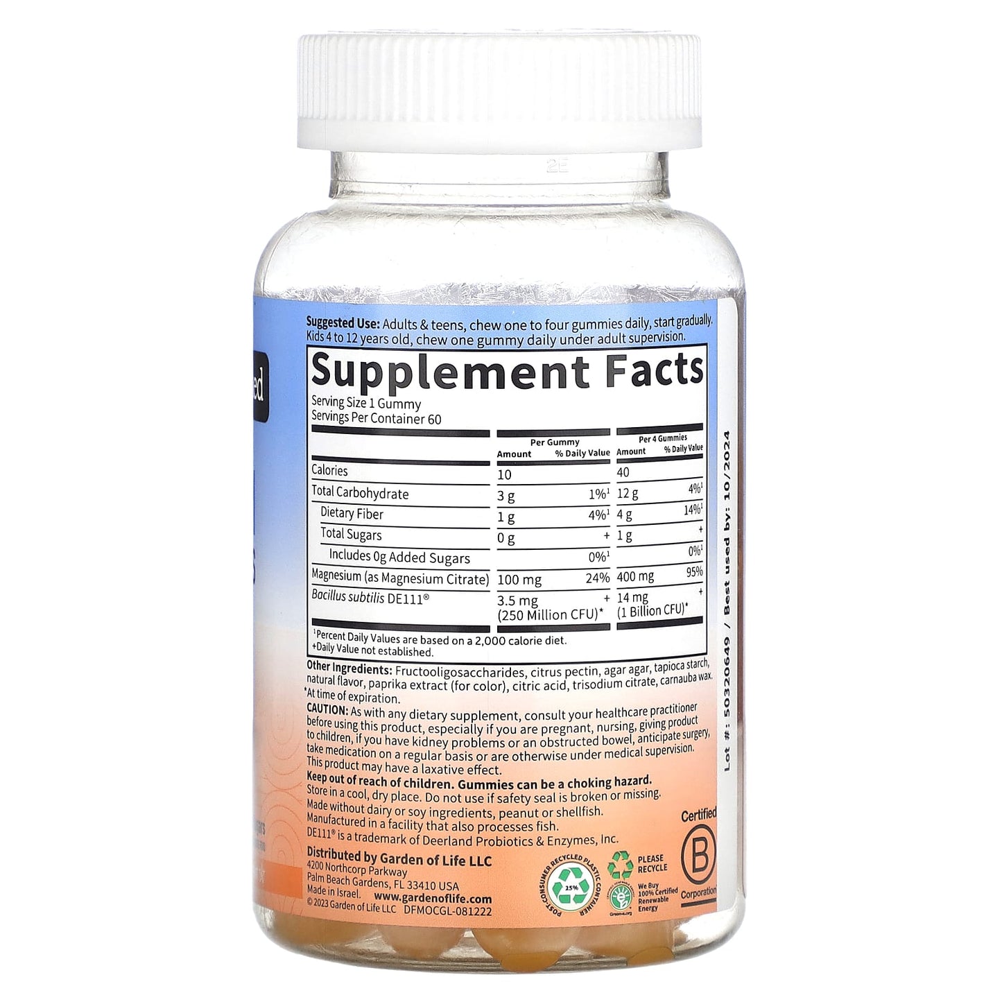 Garden of Life, Magnesium with Pre & Probiotics Gummies, Orange Creme, 60 Gummies UPC 658010132701 | HiLife Vitamins