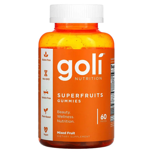 Goli Nutrition, Superfruit Gummies, Mixed Fruit, 60 Pieces - 628176357423 | Hilife Vitamins