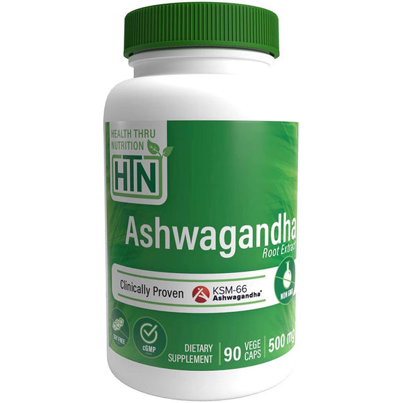 Health Thru Nutrition, Ashwagandha KSM-66 500mg (NON-GMO), 90 Veggie Capsules - 819193020036 | Hilife Vitamins