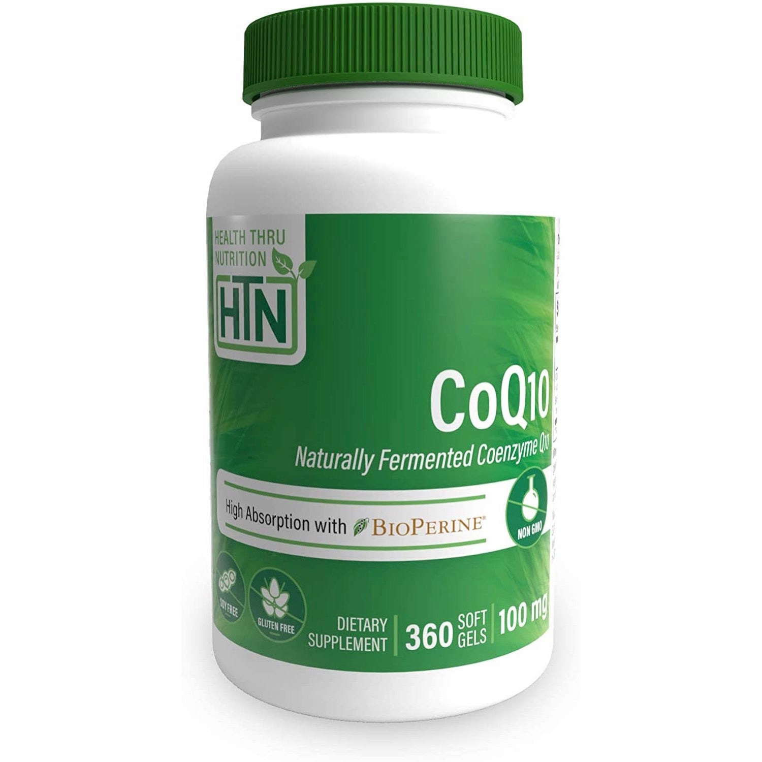 Health Thru Nutrition, CoQ-10 (w/ BioPerine) 100mg (NON-GMO), 360 Softgels UPC 819193020197 | HiLife Vitamins