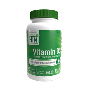 Health Thru Nutrition, Vitamin D3 2,000iu (NON-GMO), 365 Softgels - 819193020258 | Hilife Vitamins
