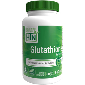 Health Thru Nutrition, Glutathione Reduced 500mg (Fermented, Vegan, NON-GMO, 60 Veggie Capsules - 819193020326