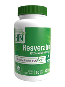 Health Thru Nutrition, Resveratrol (ResVida™) 100mg, 60 Softgels - 819193020555 | Hilife Vitamins