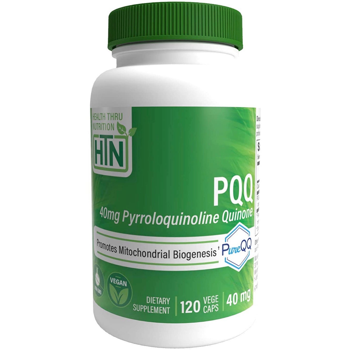 Health Thru Nutrition, PQQ (as PureQQ™) 40mg (NON-GMO), 120 Veggie Capsules UPC 819193020692 | HiLife Vitamins