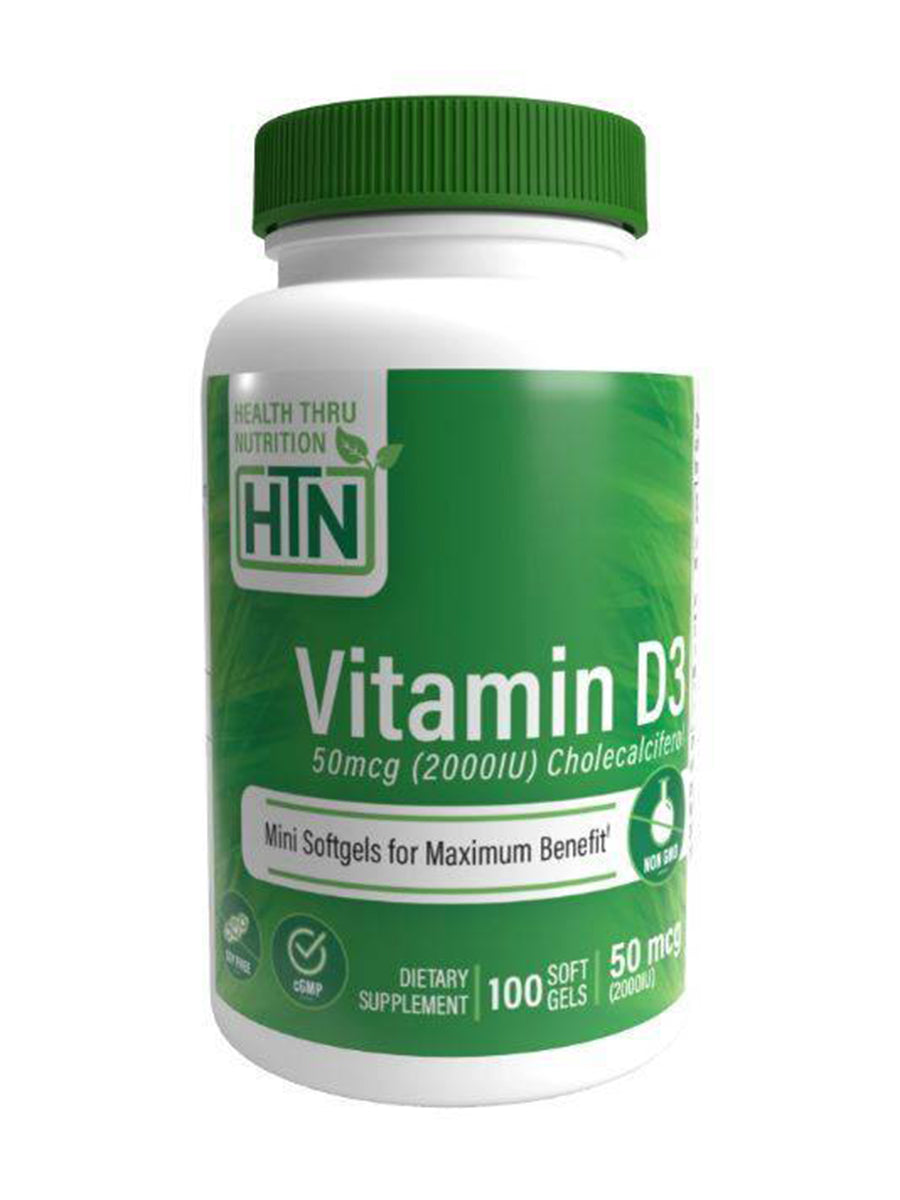 Health Thru Nutrition, Vitamin D3 2,000iu (NON-GMO), 100 Softgels UPC 819193020777 | HiLife Vitamins