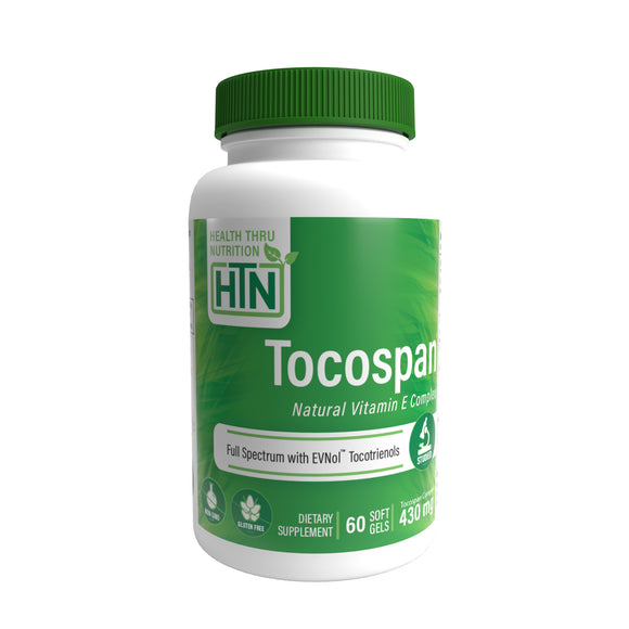 Health Thru Nutrition, Tocospan (w/ EVNol™) Vitamin E Complex, 60 Softgels - 819193020876 | Hilife Vitamins