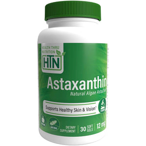 Health Thru Nutrition, Astaxanthin 12mg (as AstaZine Organic Algae) NON-GMO, 30 Softgels - 819193020920 | Hilife Vitamins