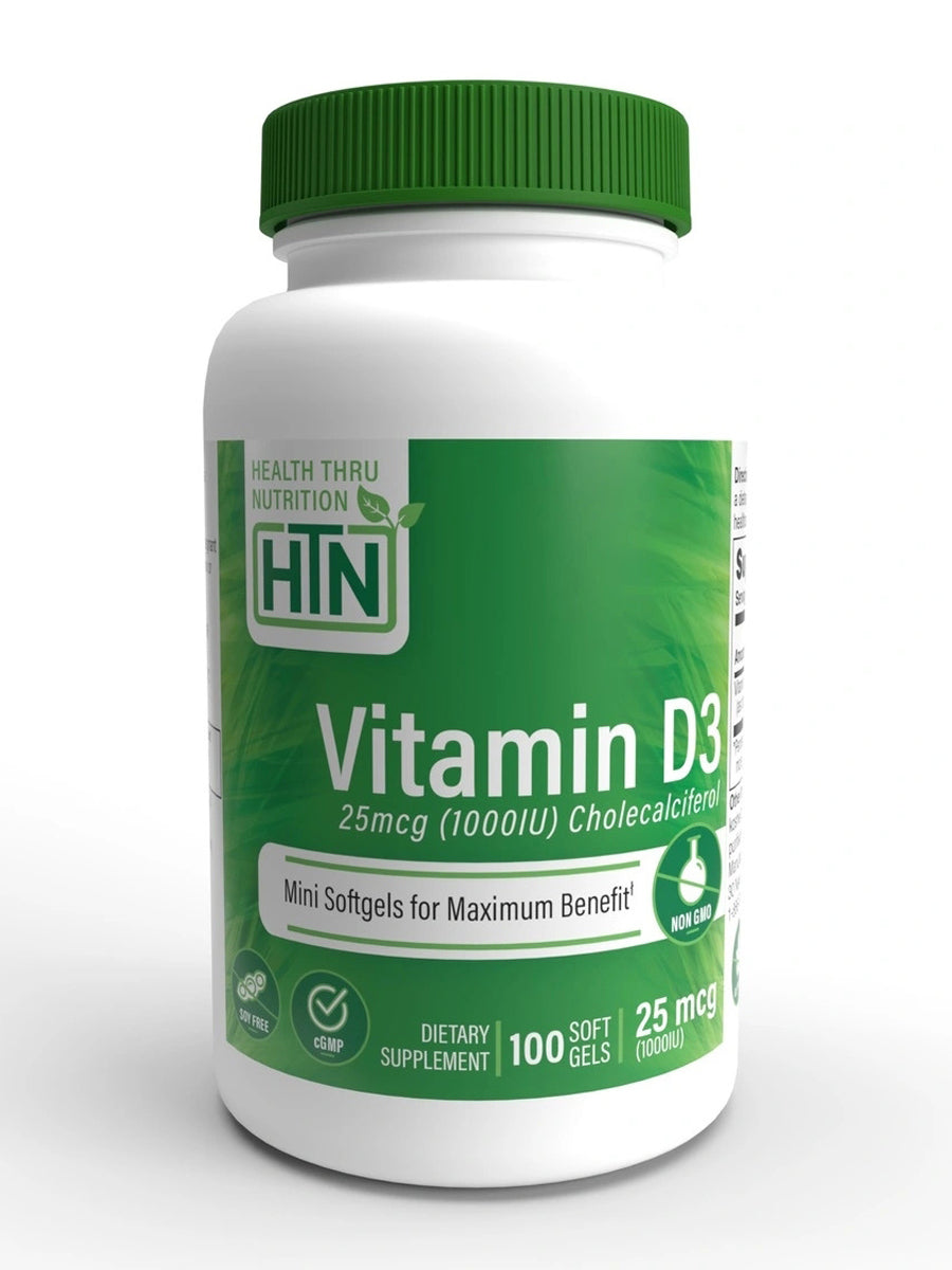 Health Thru Nutrition, Vitamin D3 1,000iu (NON-GMO), 100 Softgels UPC 819193021095 | HiLife Vitamins