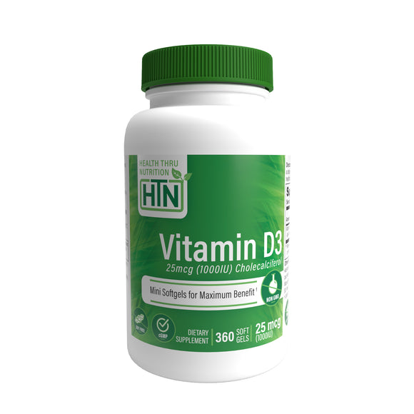 Health Thru Nutrition, Vitamin D3 1,000iu (NON-GMO), 360 Softgels - 819193021101 | Hilife Vitamins